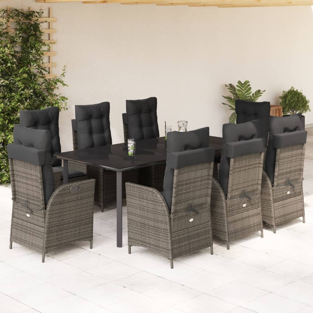 Set Mobilier De Grădină Cu Perne, 7 Piese, Gri, Poliratan