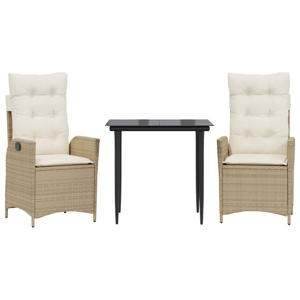 Set Mobilier De Grădină Cu Perne, 3 Piese, Bej, Poliratan