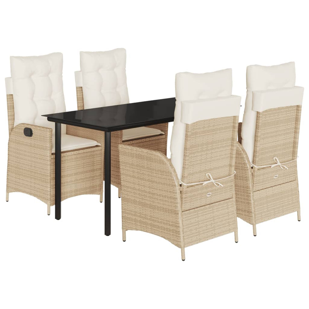 Set Mobilier De Grădină Cu Perne, 5 Piese, Bej, Poliratan
