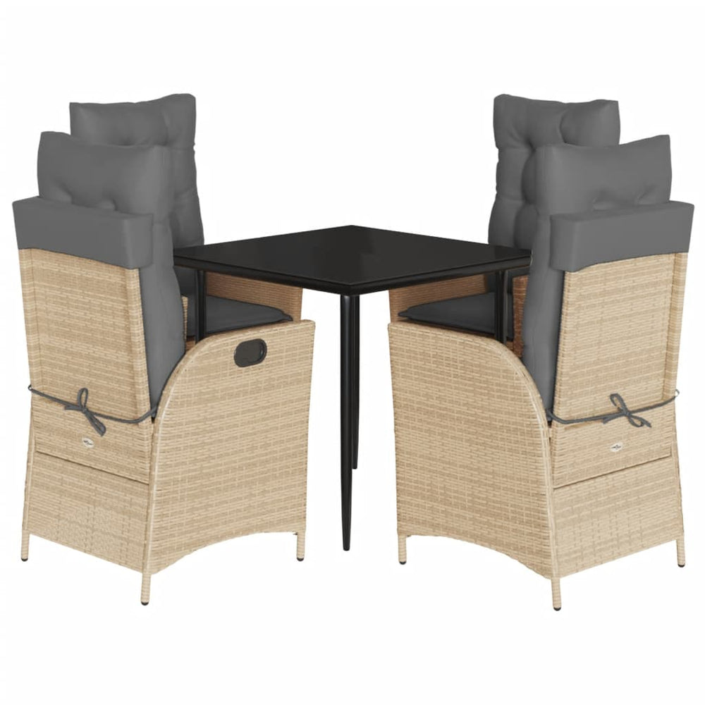 Set Mobilier De Grădină Cu Perne, 5 Piese, Bej, Poliratan