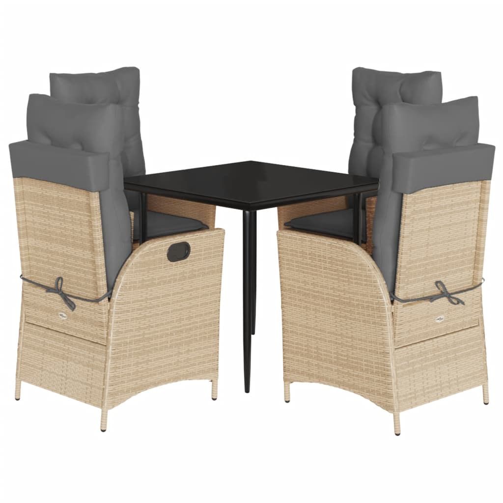 Set Mobilier De Grădină Cu Perne, 5 Piese, Bej, Poliratan