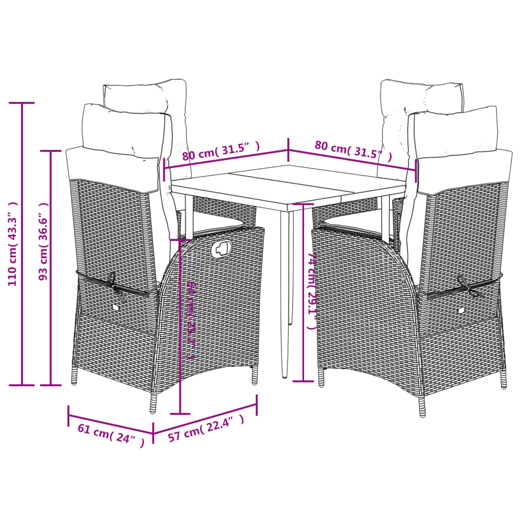 Set Mobilier De Grădină Cu Perne, 5 Piese, Bej, Poliratan