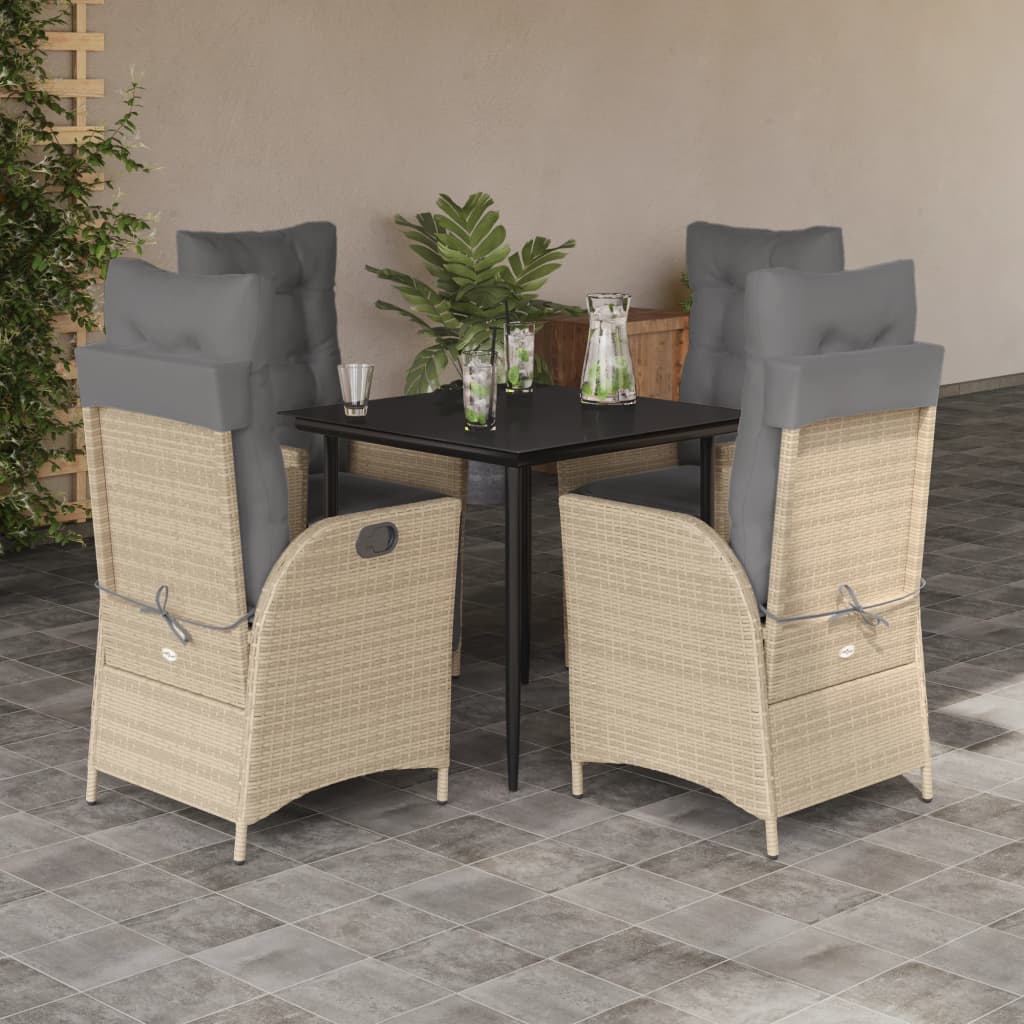 Set Mobilier De Grădină Cu Perne, 5 Piese, Bej, Poliratan