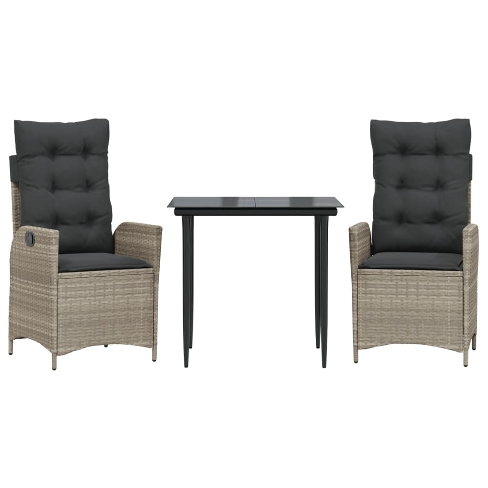 Set Mobilier De Grădină Cu Perne, 3 Piese,Gri Deschis,Poliratan