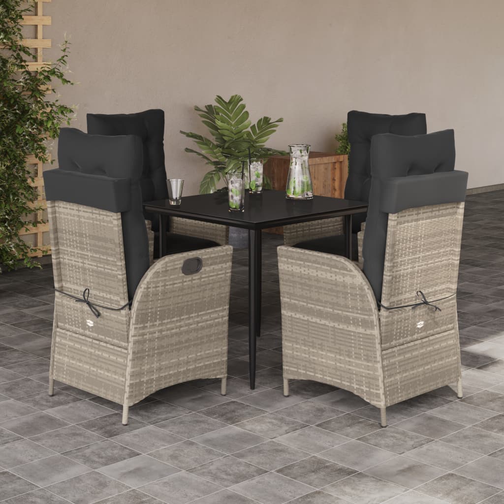 Set Mobilier De Grădină Cu Perne, 3 Piese,Gri Deschis,Poliratan