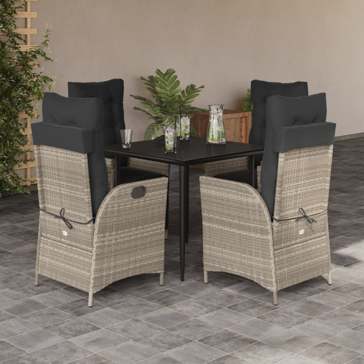 Set Mobilier De Grădină Cu Perne, 3 Piese,Gri Deschis,Poliratan
