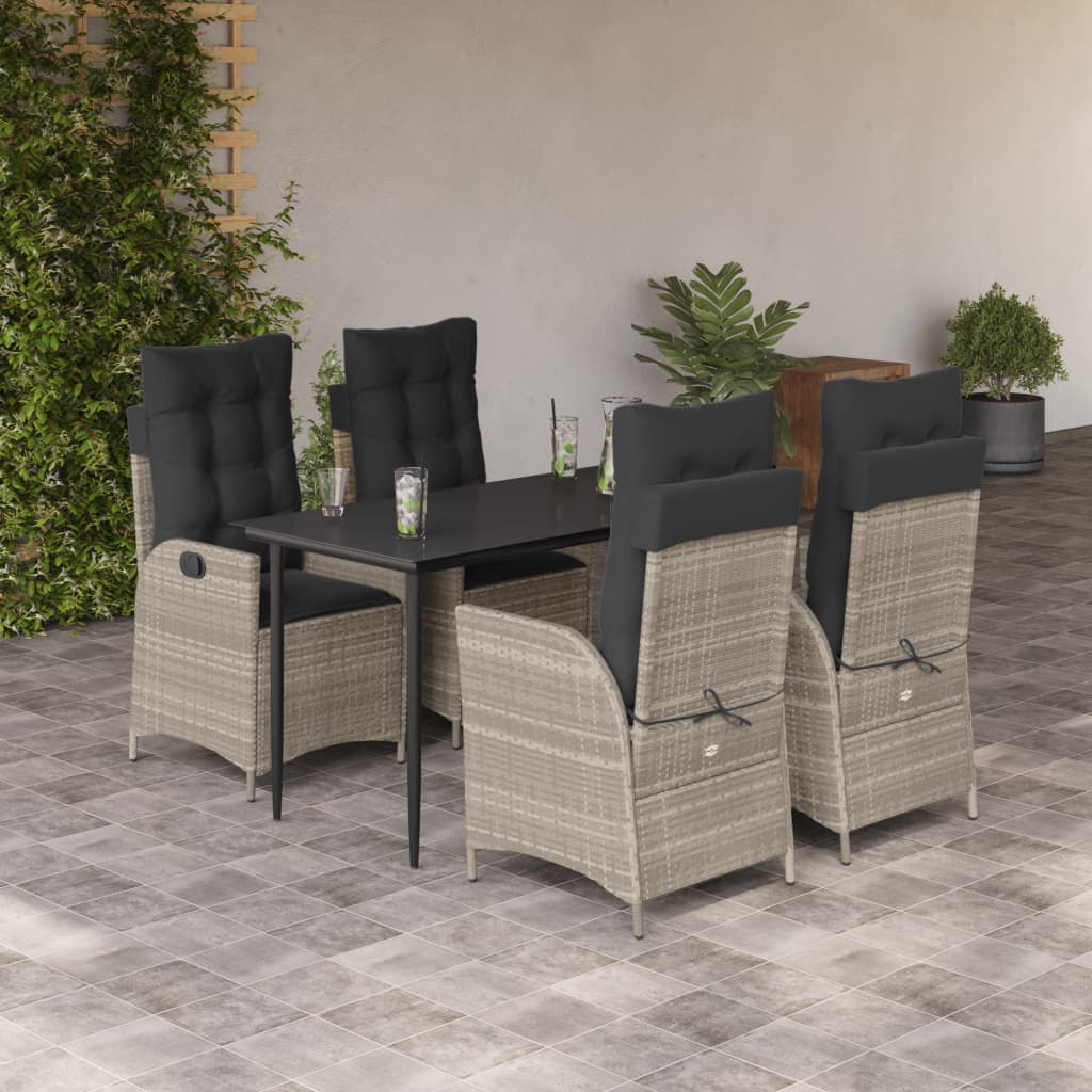 Set Mobilier De Grădină Cu Perne, 3 Piese,Gri Deschis,Poliratan