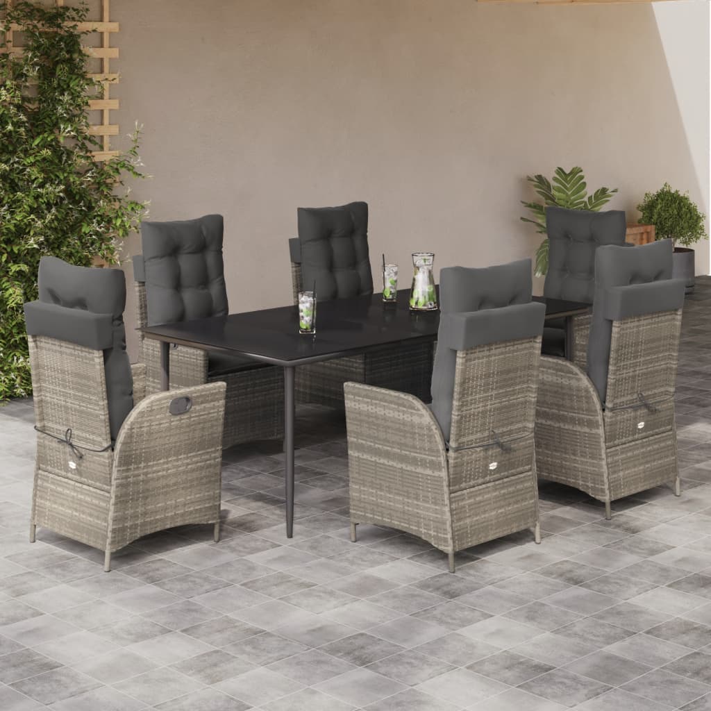 Set Mobilier De Grădină Cu Perne, 3 Piese,Gri Deschis,Poliratan