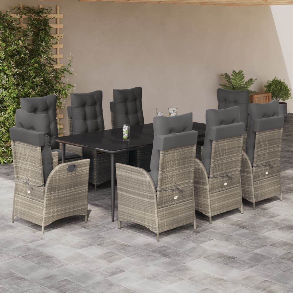 Set Mobilier De Grădină Cu Perne, 3 Piese,Gri Deschis,Poliratan