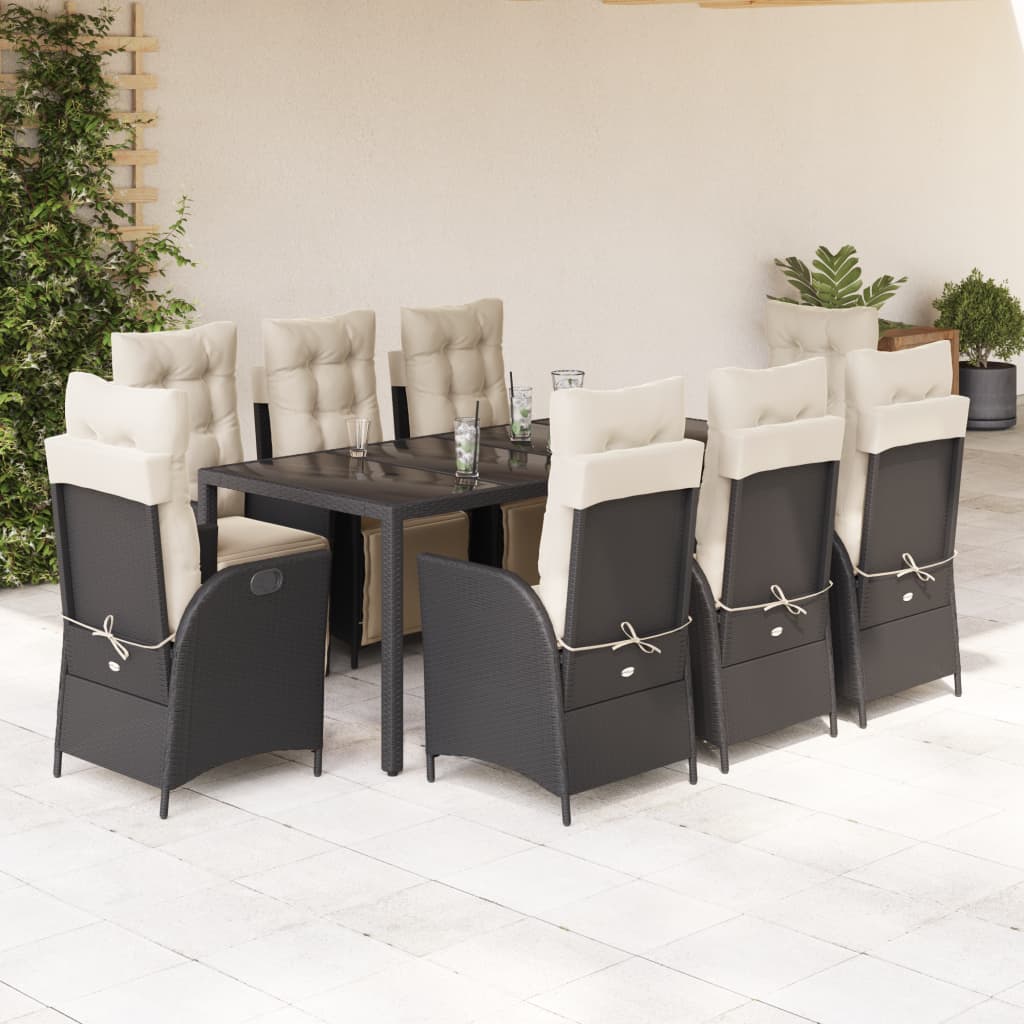 Set Mobilier De Grădină Cu Perne, 9 Piese, , Poliratan