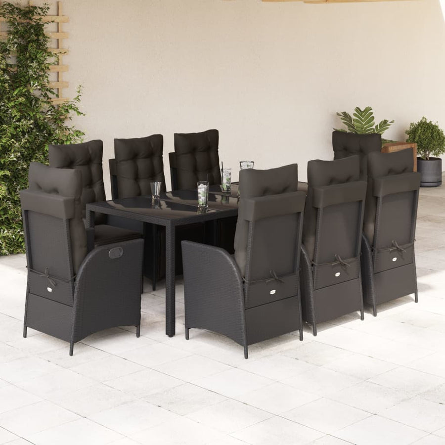 Set Mobilier De Grădină Cu Perne, 9 Piese, , Poliratan