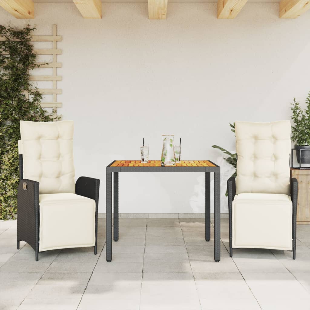 Set Mobilier De Grădină Cu Perne, 5 Piese, Negru, Poliratan