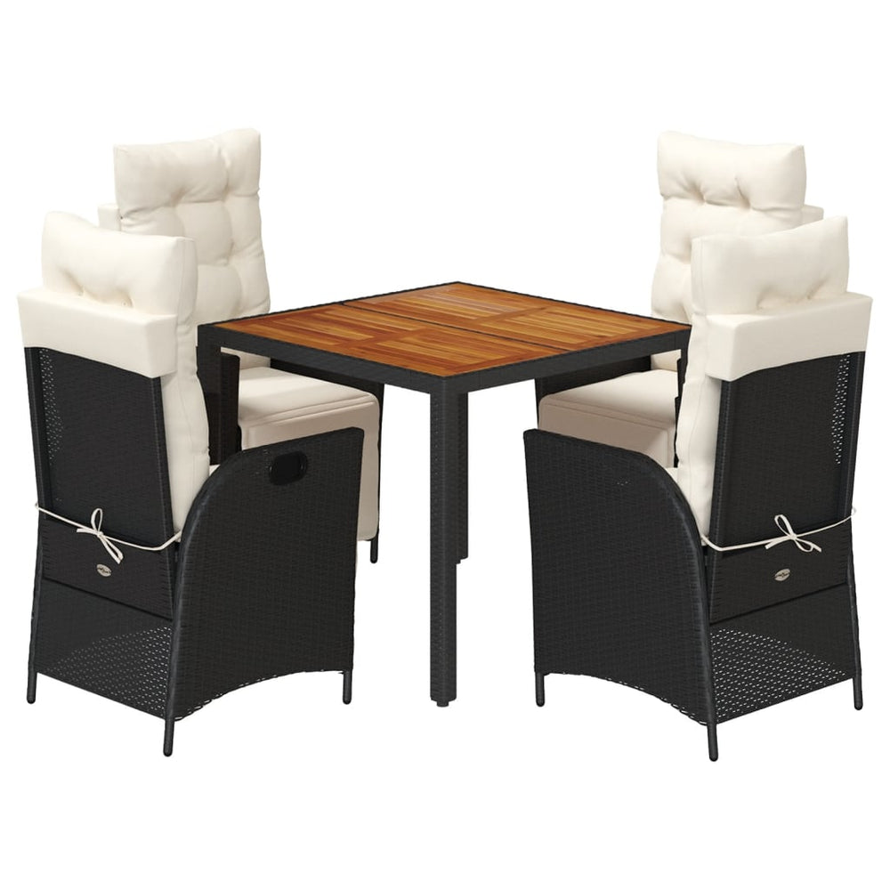 Set Mobilier De Grădină Cu Perne, 5 Piese, Negru, Poliratan