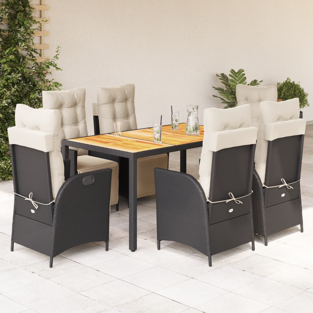 Set Mobilier De Grădină Cu Perne, 5 Piese, Negru, Poliratan