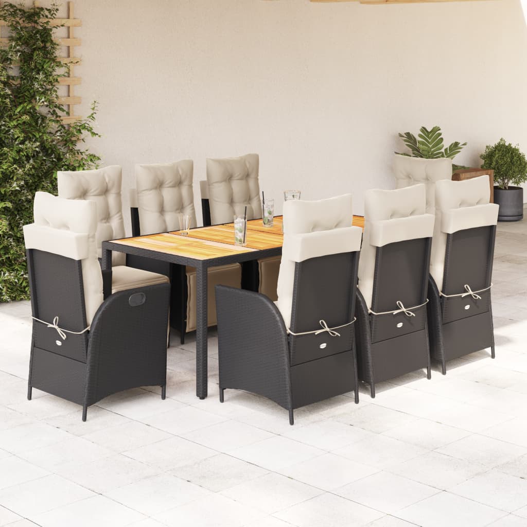 Set Mobilier De Grădină Cu Perne, 5 Piese, Negru, Poliratan