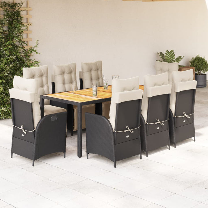Set Mobilier De Grădină Cu Perne, 5 Piese, Negru, Poliratan