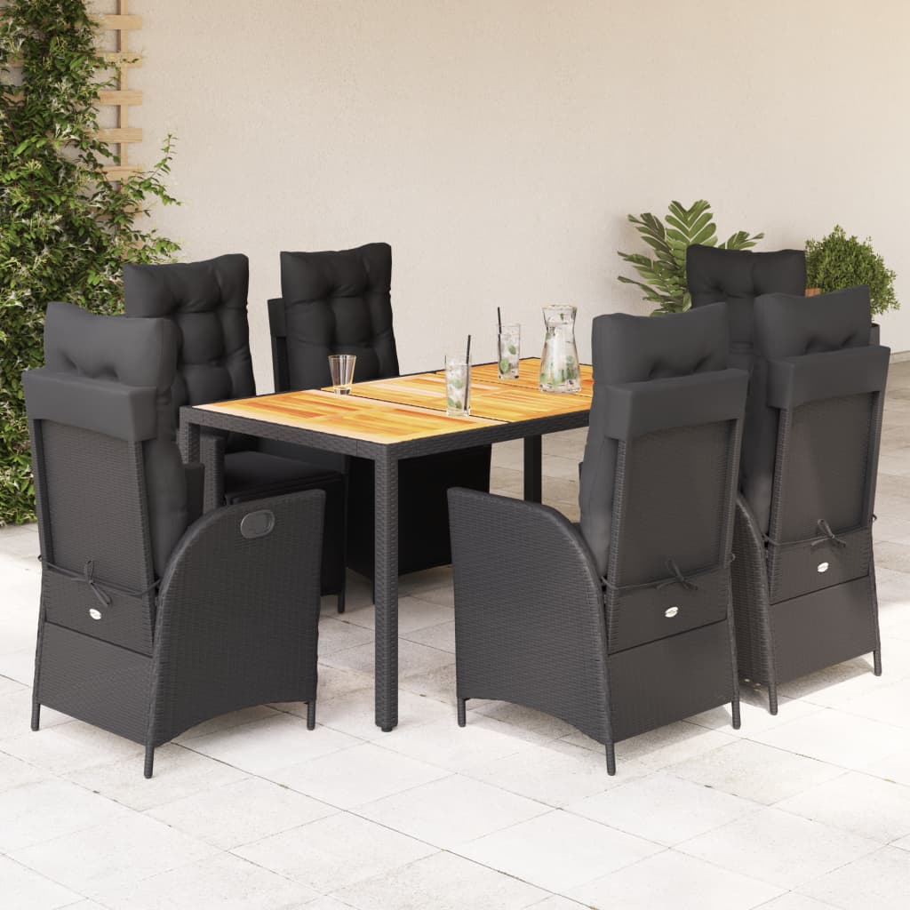Set Mobilier De Grădină Cu Perne, 5 Piese, Negru, Poliratan