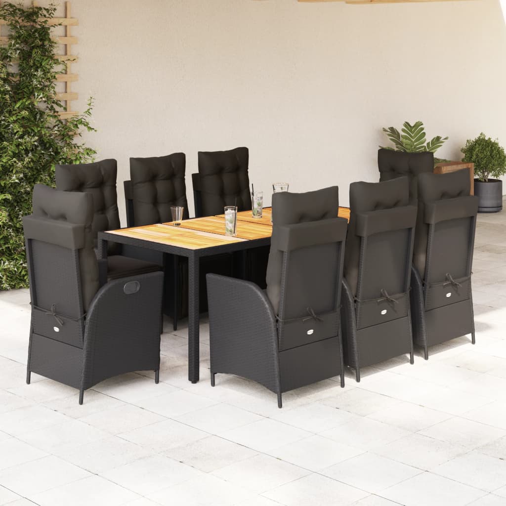Set Mobilier De Grădină Cu Perne, 5 Piese, Negru, Poliratan