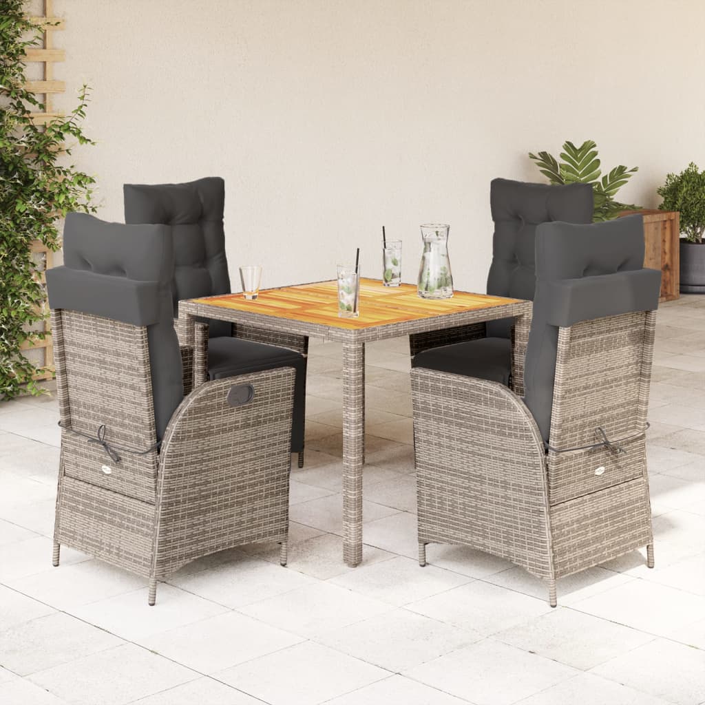 Set Mobilier De Grădină Cu Perne, 5 Piese, Negru, Poliratan