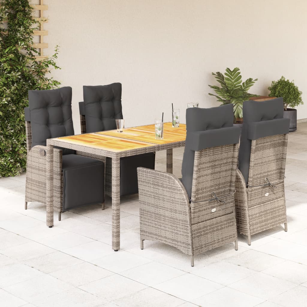 Set Mobilier De Grădină Cu Perne, 5 Piese, Negru, Poliratan