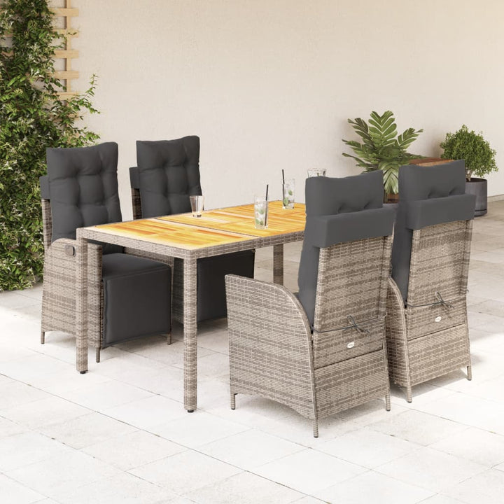 Set Mobilier De Grădină Cu Perne, 5 Piese, Negru, Poliratan