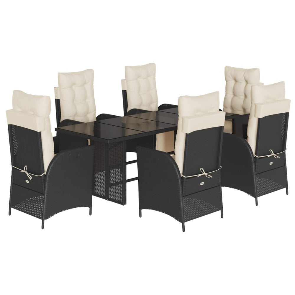 Set Mobilier De Grădină Cu Perne, 7 Piese, Negru, Poliratan