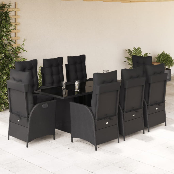 Set Mobilier De Grădină Cu Perne, 7 Piese, Negru, Poliratan