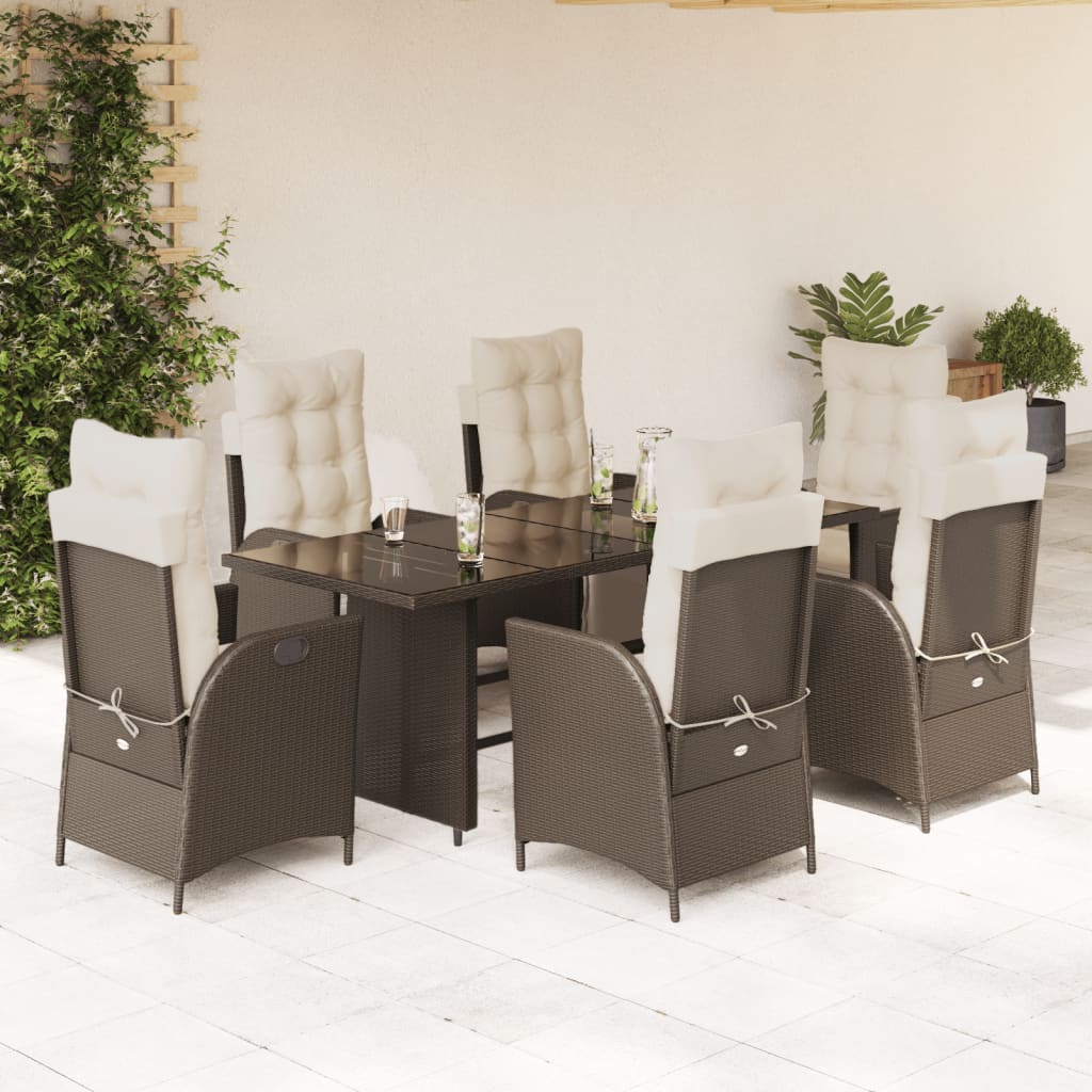 Set Mobilier De Grădină Cu Perne, 7 Piese, Negru, Poliratan