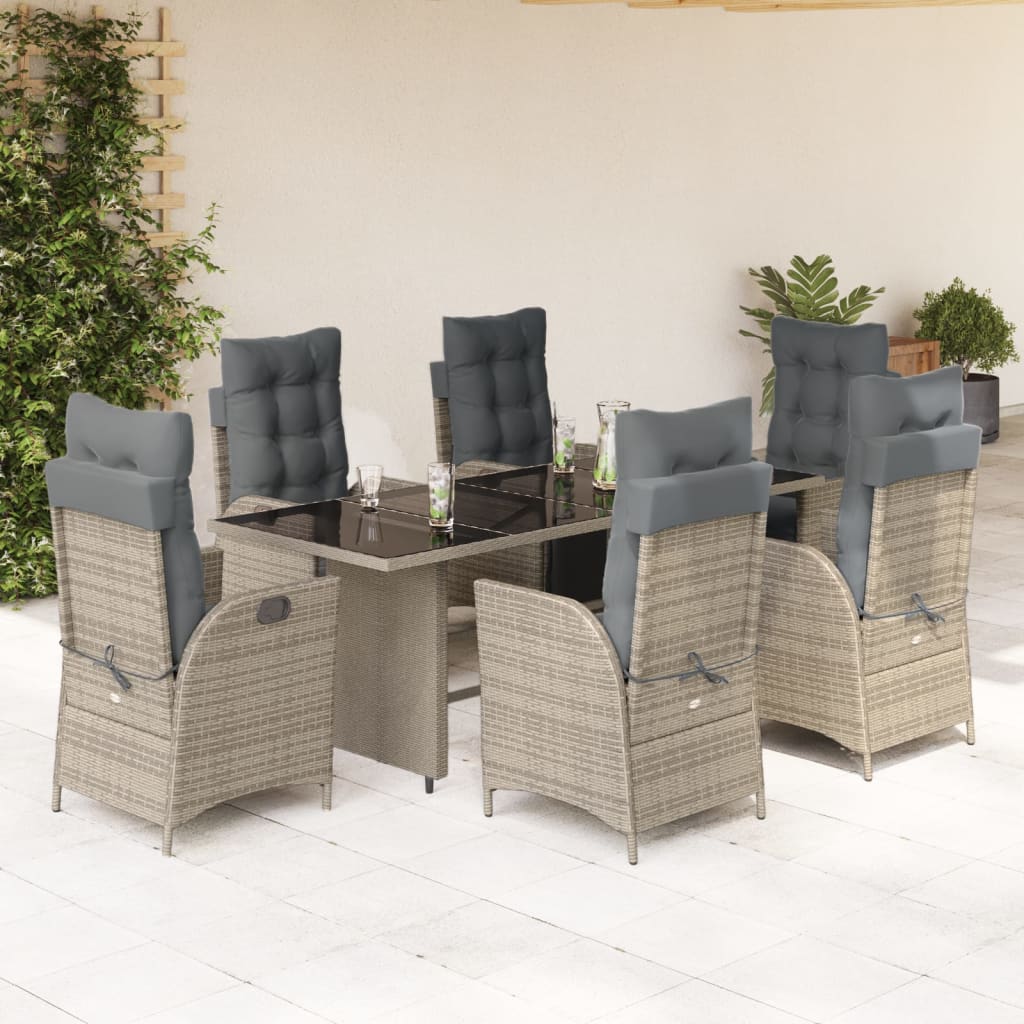 Set Mobilier De Grădină Cu Perne, 7 Piese, Negru, Poliratan