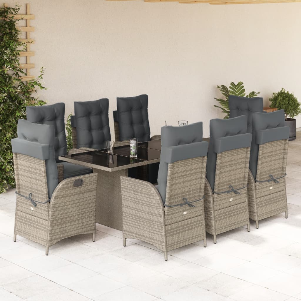Set Mobilier De Grădină Cu Perne, 7 Piese, Negru, Poliratan