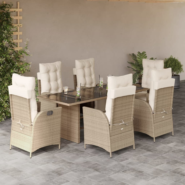 Set Mobilier De Grădină Cu Perne, 7 Piese, Negru, Poliratan
