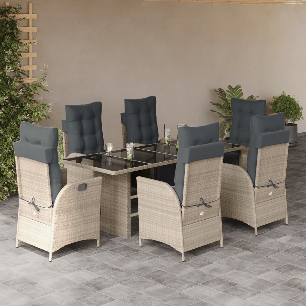 Set Mobilier De Grădină Cu Perne, 7 Piese, Negru, Poliratan