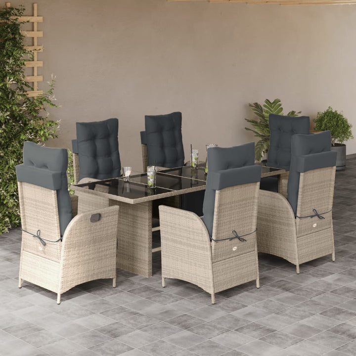 Set Mobilier De Grădină Cu Perne, 7 Piese, Negru, Poliratan
