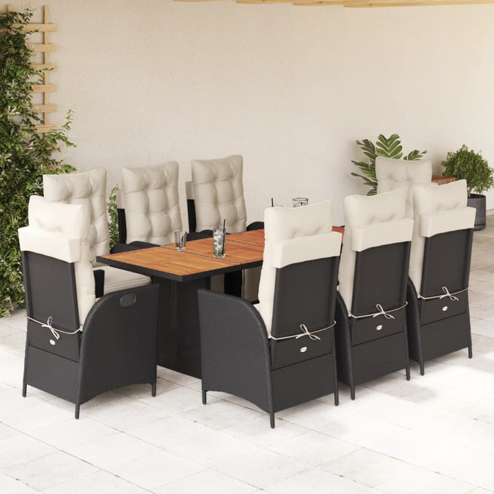 Set Mobilier De Grădină Cu Perne, 7 Piese, Negru, Poliratan