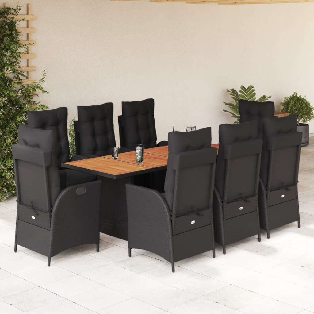 Set Mobilier De Grădină Cu Perne, 7 Piese, Negru, Poliratan