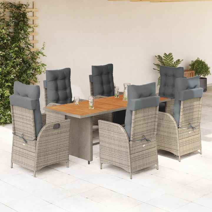 Set Mobilier De Grădină Cu Perne, 7 Piese, Negru, Poliratan