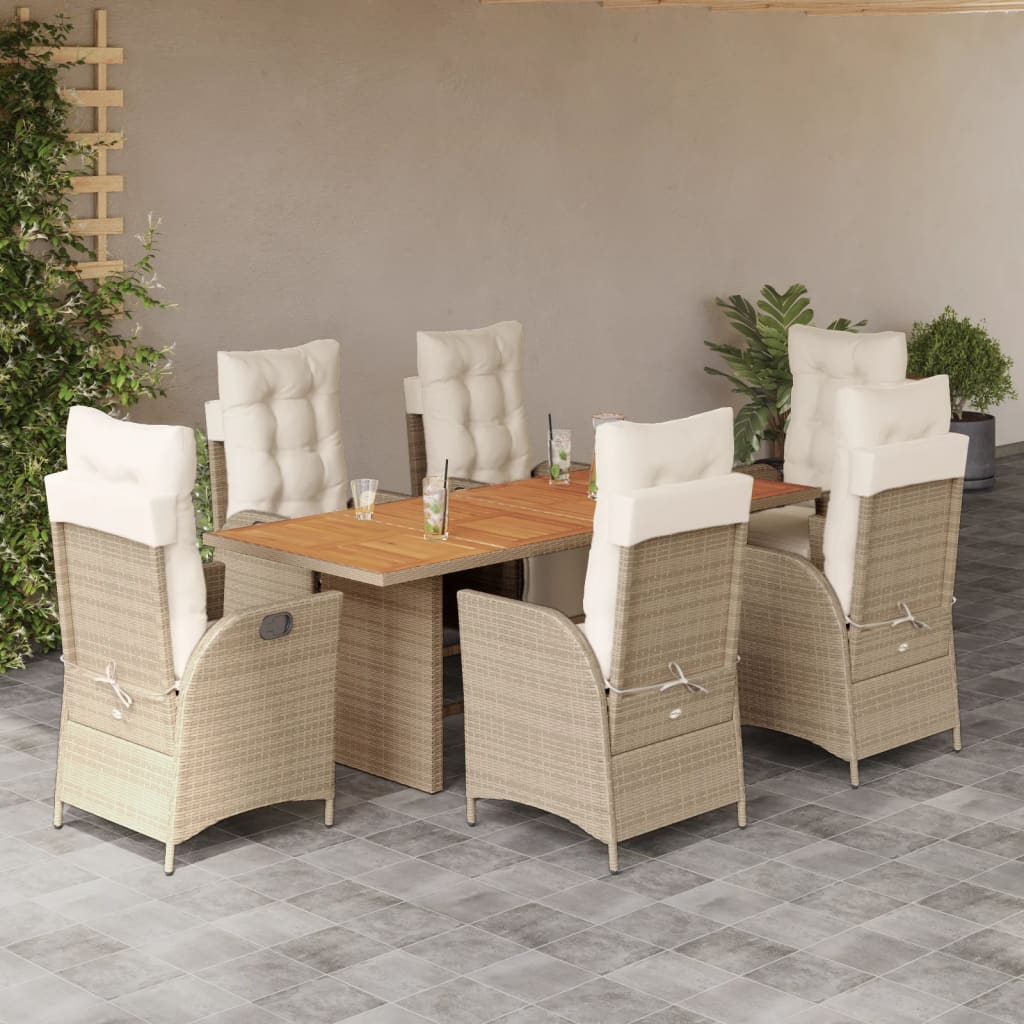 Set Mobilier De Grădină Cu Perne, 7 Piese, Negru, Poliratan