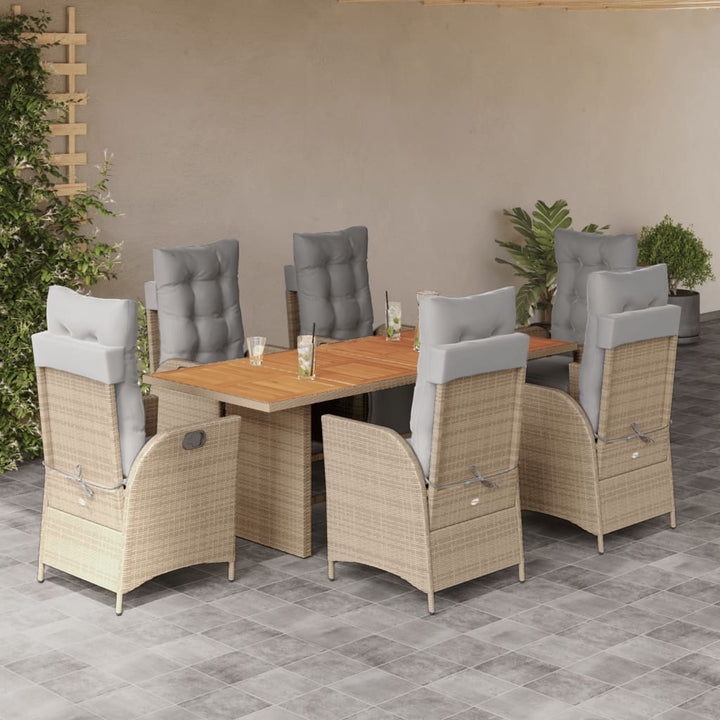 Set Mobilier De Grădină Cu Perne, 7 Piese, Negru, Poliratan