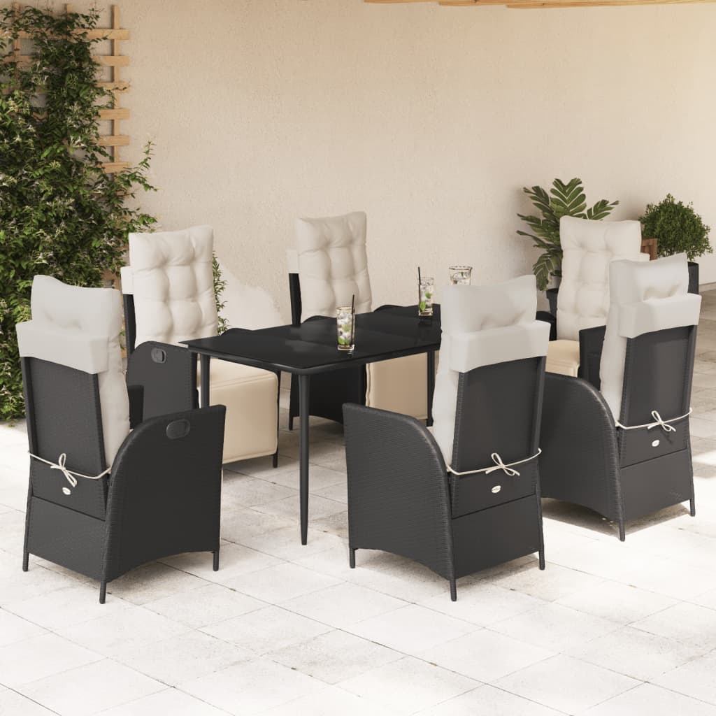 Set Mobilier De Grădină Cu Perne, 5 Piese, Negru, Poliratan