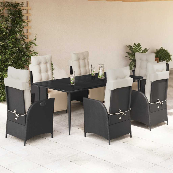 Set Mobilier De Grădină Cu Perne, 5 Piese, Negru, Poliratan