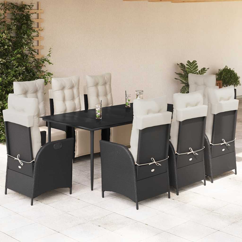 Set Mobilier De Grădină Cu Perne, 5 Piese, Negru, Poliratan