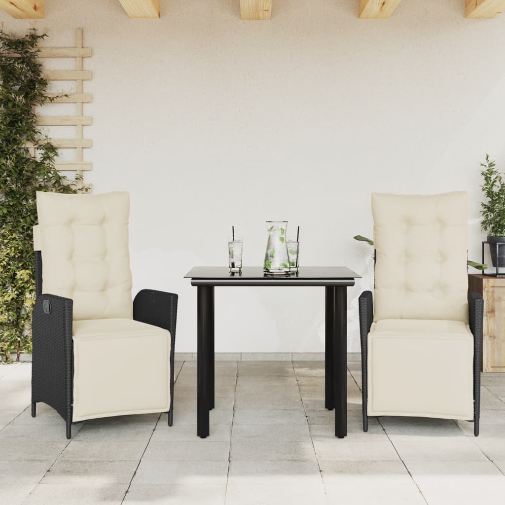 Set Mobilier De Grădină Cu Perne, 5 Piese, Negru, Poliratan