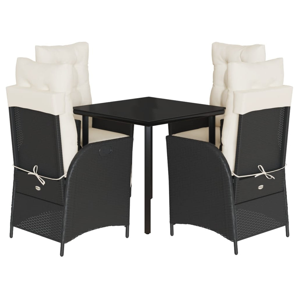 Set Mobilier De Grădină Cu Perne, 5 Piese, Negru, Poliratan