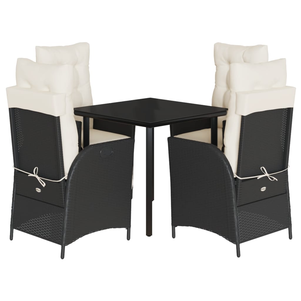 Set Mobilier De Grădină Cu Perne, 5 Piese, Negru, Poliratan