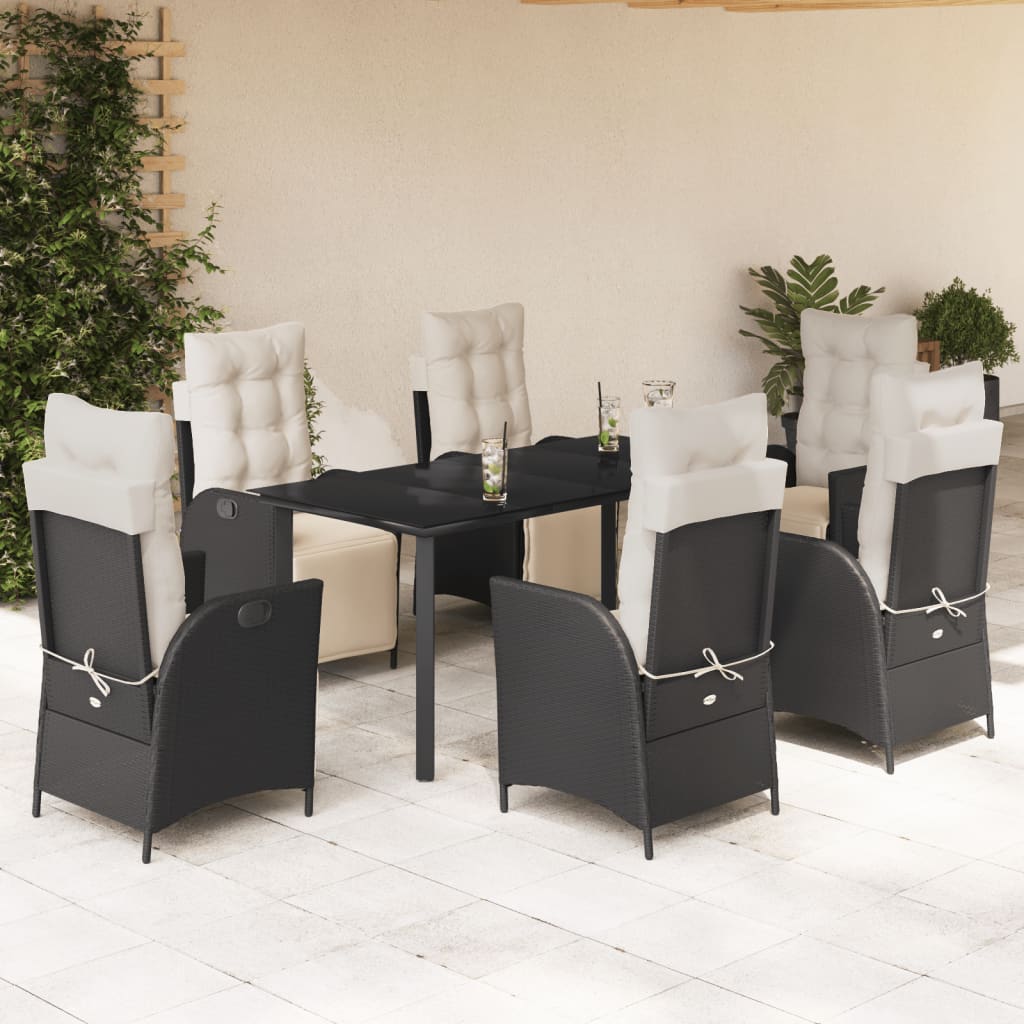 Set Mobilier De Grădină Cu Perne, 5 Piese, Negru, Poliratan
