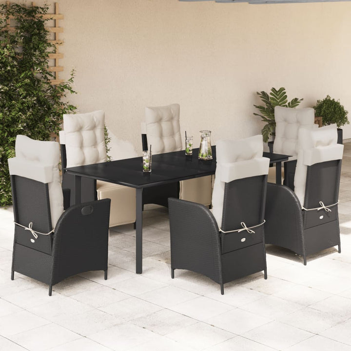Set Mobilier De Grădină Cu Perne, 5 Piese, Negru, Poliratan