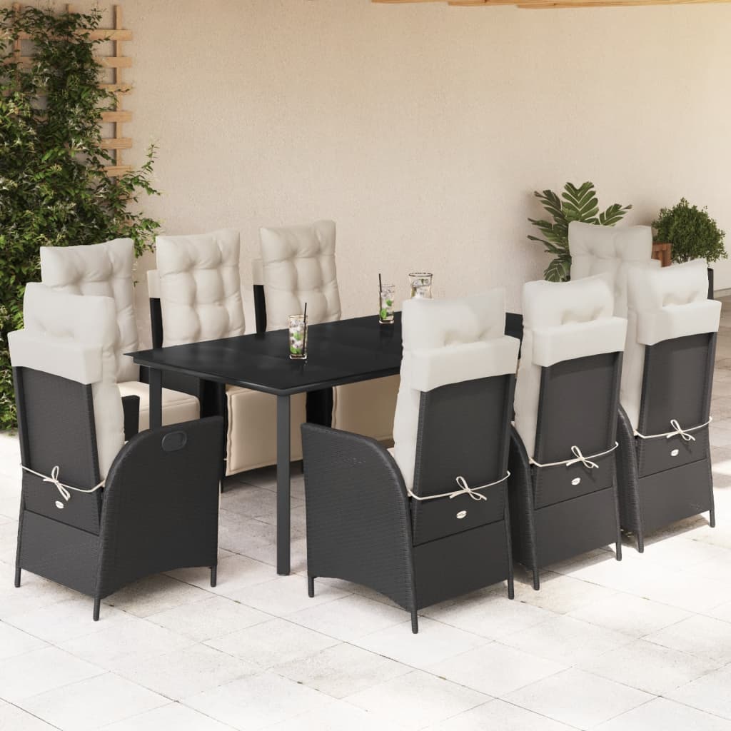 Set Mobilier De Grădină Cu Perne, 5 Piese, Negru, Poliratan