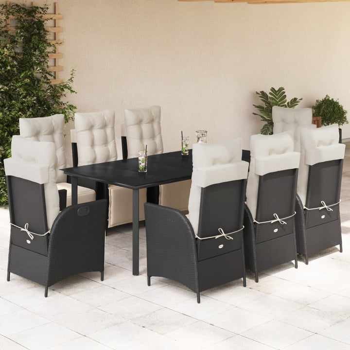 Set Mobilier De Grădină Cu Perne, 5 Piese, Negru, Poliratan
