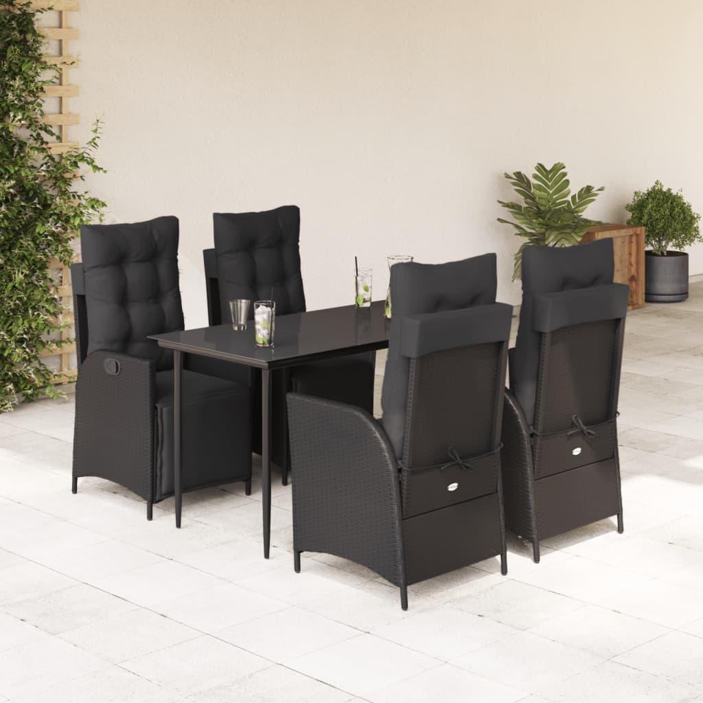 Set Mobilier De Grădină Cu Perne, 3 Piese, Negru, Poliratan