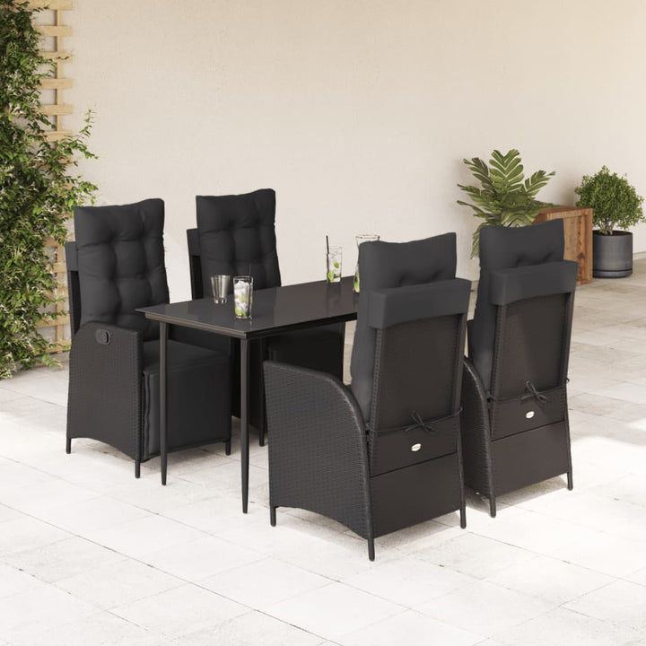 Set Mobilier De Grădină Cu Perne, 3 Piese, Negru, Poliratan